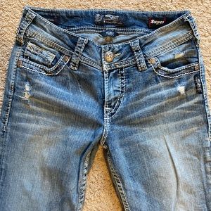 Silver jeans sz 27 super stretch slim boot midrise